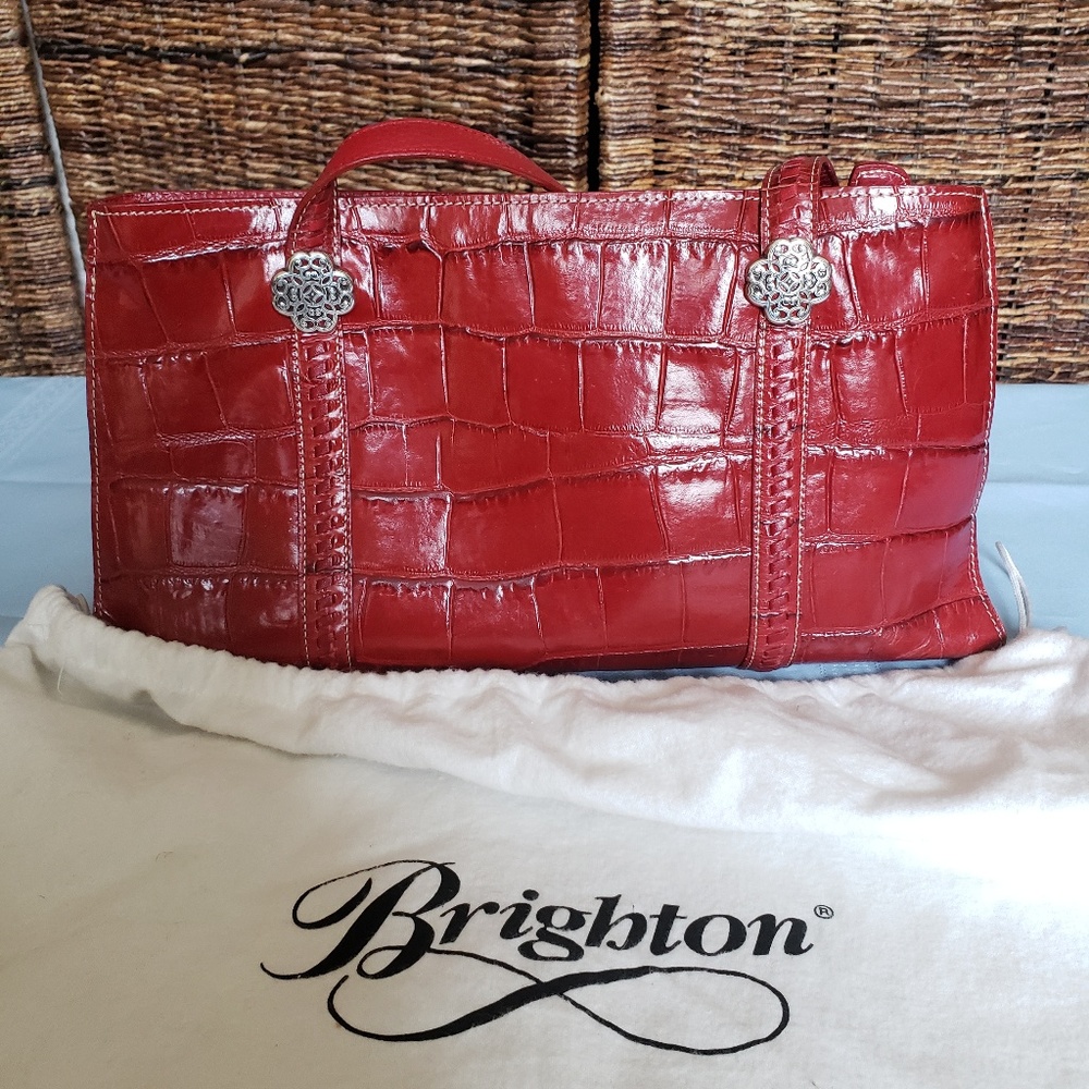 Brighton Red Leather W/silver Hardware Handbag Pur